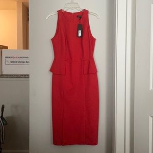 Banana Republic Womens Burnt Orange Sleeveless Peplum Pencil Sheath Dress